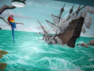 Island Grill - Panel 1 - This restaurant had me paint the entire inside with wall to wall murals...these are some of the panels. 